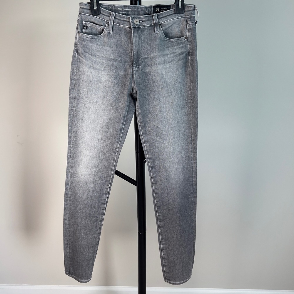 AG Adriano Goldschmied Prima Cigarette Leg Grey Jeans Size 27 Italian Fabric